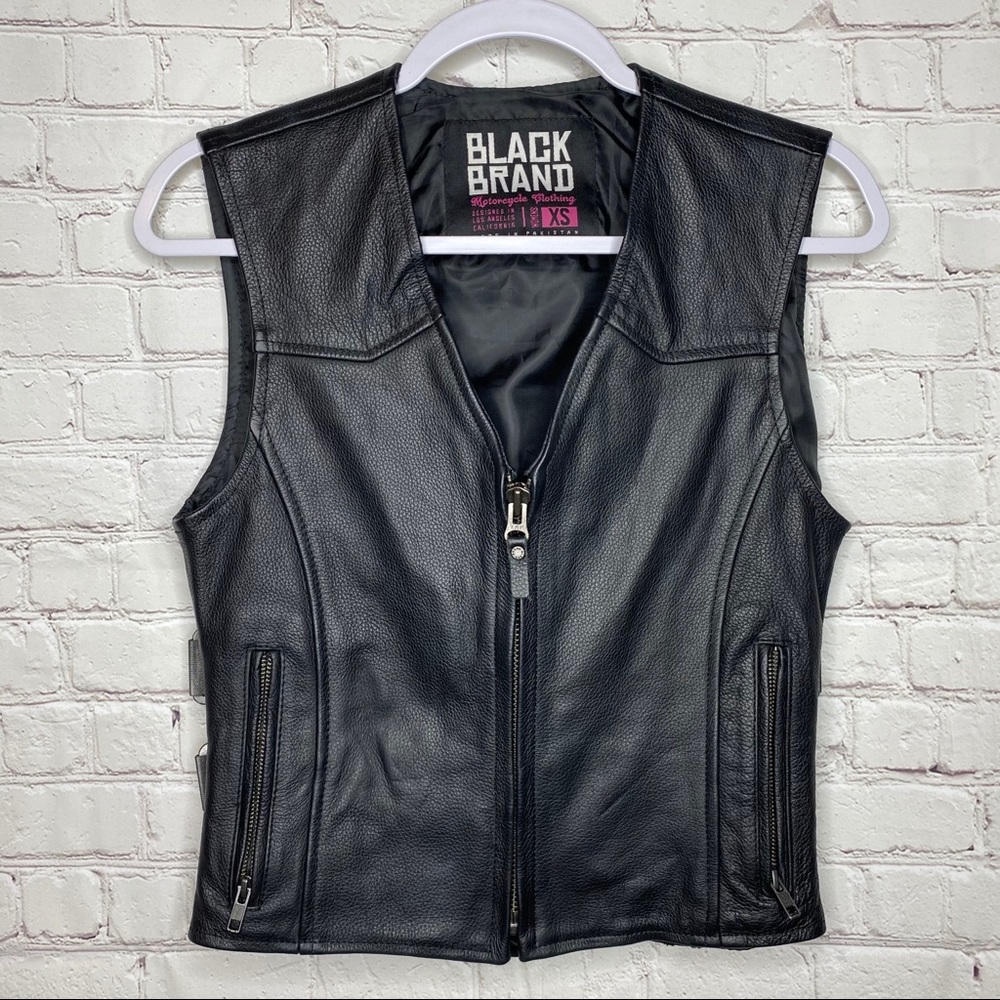 Black Brand Leather Vest